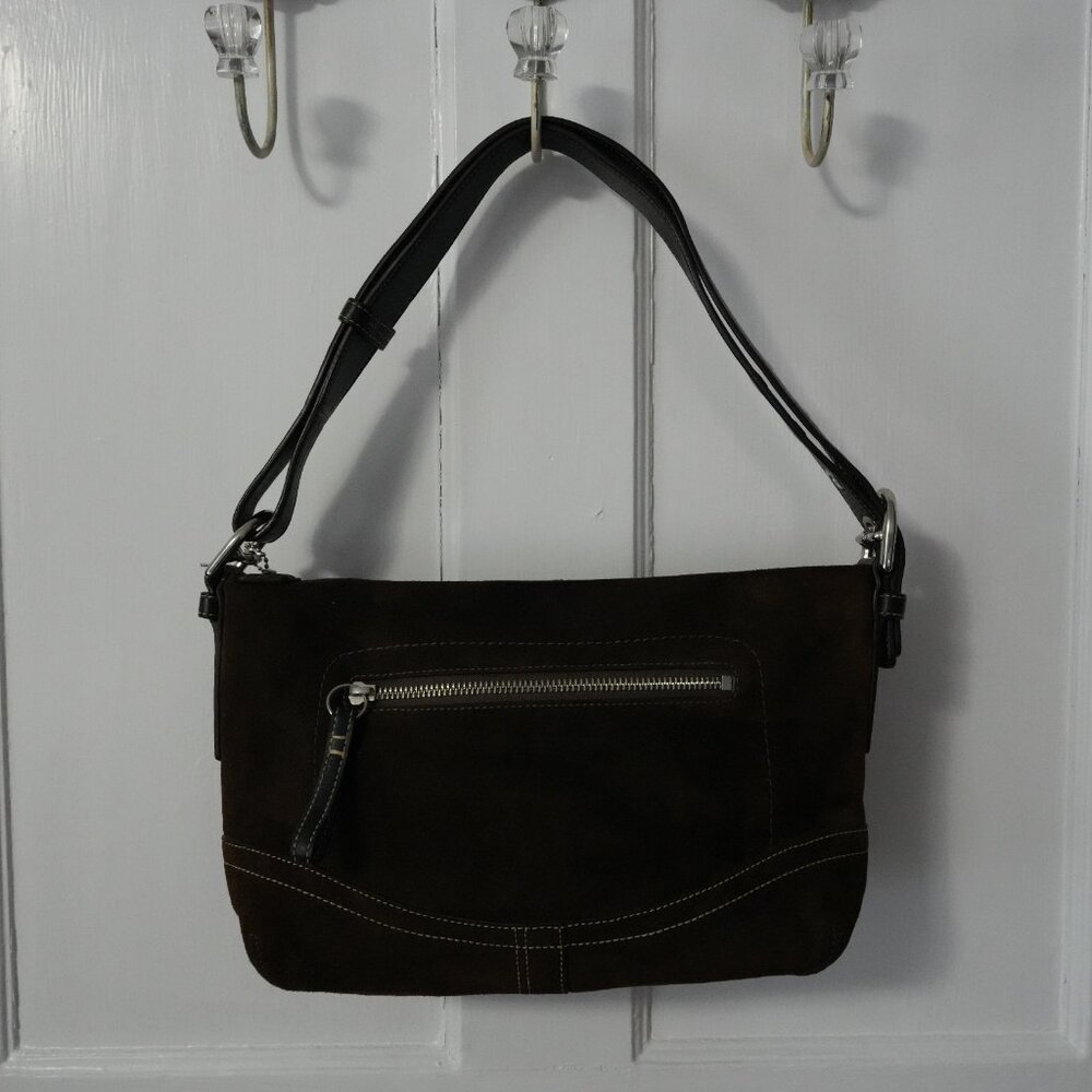 COACH Brown Suede East West Duffel Shoulder Bag F11514 - Picture 9 of 10